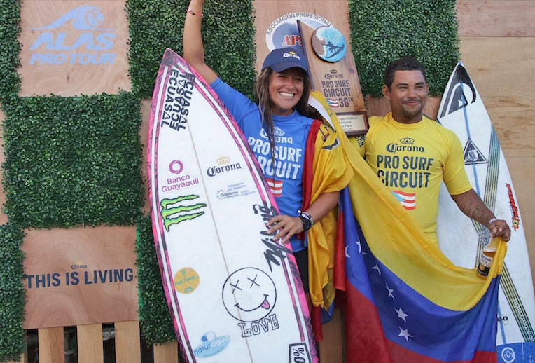 Dominic Barona, do Equador, e Rafael Pereira, da Venezuela, vencem etapa do ALAS Pro Tour em Porto Rico, Middles, Isabela, Surf. Foto: Divulgação ALAS